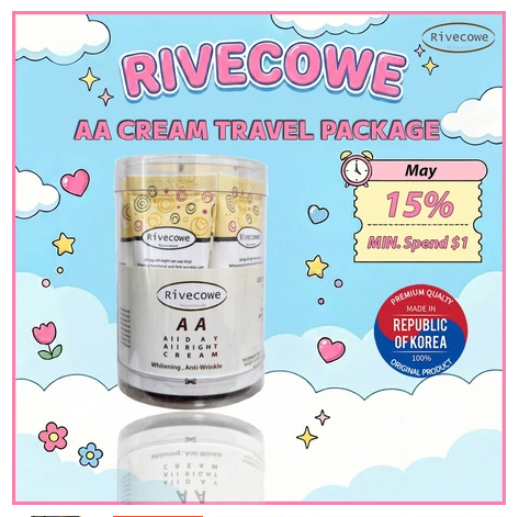 [Rivecowe] Essential All-Night Cream: 3-in-1 Makeup Base, Anti-Wrinkle & Brightening Primer. AA Cream 5ml* (5pcs)