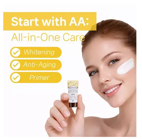 [Rivecowe] Essential All-Night Cream: 3-in-1 Makeup Base, Anti-Wrinkle & Brightening Primer. AA Cream 5ml* (5pcs)