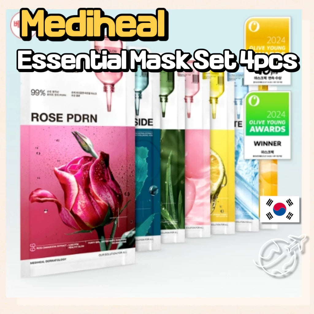 [Shopee Review] Mediheal Essential Mask 4p–Rose PDRN Glow/Madecassoside Repair Korea No.1 Sheet Pack K-Beauty