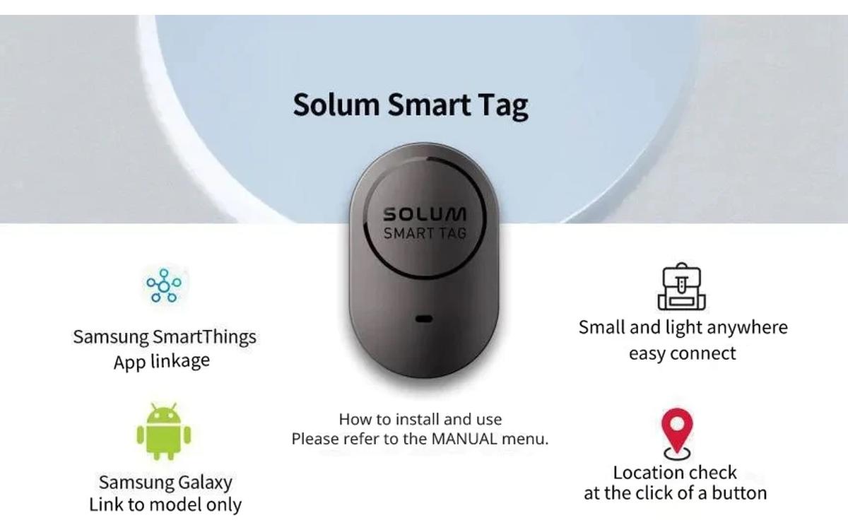 SOLUM Smart Tag Samsung Galaxy Smart Tag Plus Compatible 100% / Loss Prevention / Location Tracker / GPS Tracker